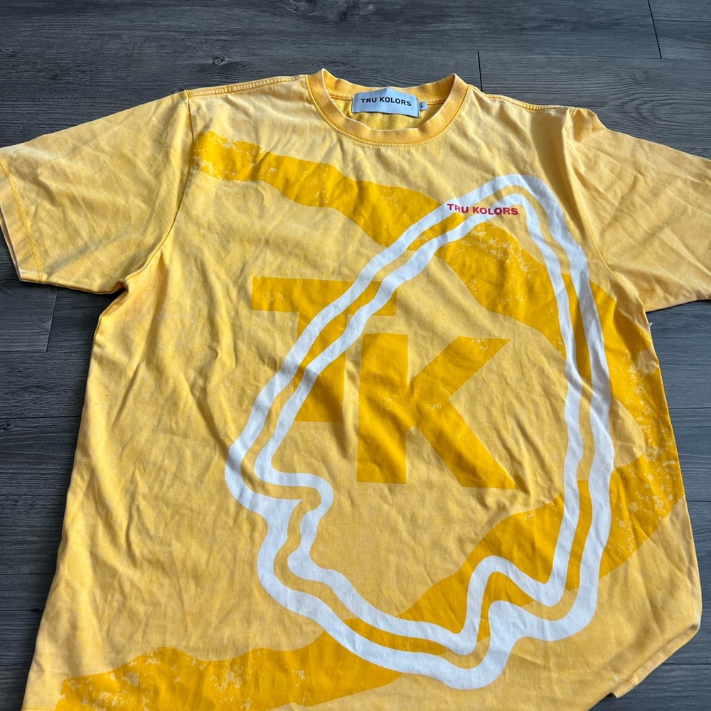 Vibrant Yellow Short Sleeve Tee with White Graphic